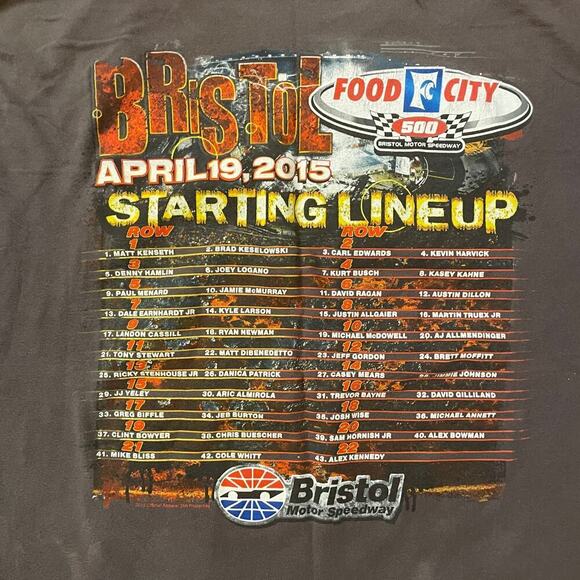 Bristol Food City 500 NASCAR Tee 2XL | 2015 Race Lineup, Dale Earnhardt Jr. - Picture 3 of 4